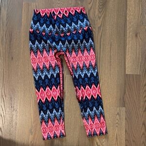 K-DEER Signature Pink and Blue Zigzag women’s Leggings